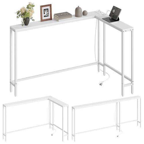 YATINEY Schmaler Konsolentisch, Eingangstisch, 15 cm breit Flurtisch, 2 Steckdosen und 2 USB-Anschlüsse, für Wohnzimmer, Flur, hinter dem Sofa, 3 Kombinationsmodi, Weiß XCT07CWW YATINEY Schmaler Konsolentisch, Eingangstisch, 15 cm breit Flurtisch, 2 Steckdosen und 2 USB-Anschlüsse, für Wohnzimmer, Flur, hinter dem Sofa, 3 Kombinationsmodi, Weiß XCT07CWW