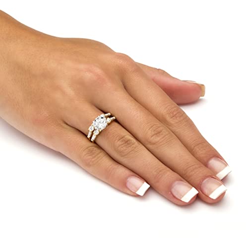 10K Yellow Gold Round Cubic Zirconia Bridal Ring Set3