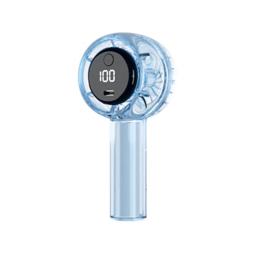 Ventilador portátil recargable USB con diseño compacto transparente azul 2