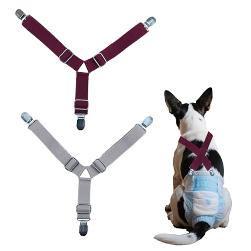 Qwrqwr Hundewindel Hosenträger mit Bauchbändern Verstellbare Länge Haustier Windeln Befestigungen Komfortables Windelgegurt verhindern, dass Windeln oder Unterwäsche nach unten rutschen