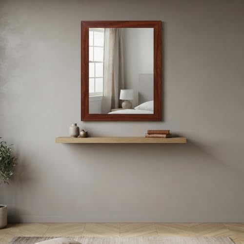 Image of Creative Arts n Frames Wall Decor Hand Crafted Wooden HD Wall Mirror Panel for Living Room Bedroom Lobby Modern Wall Decor Home Decor Items (Regular Chocolate 15X21 inch Framed HD Mirror)