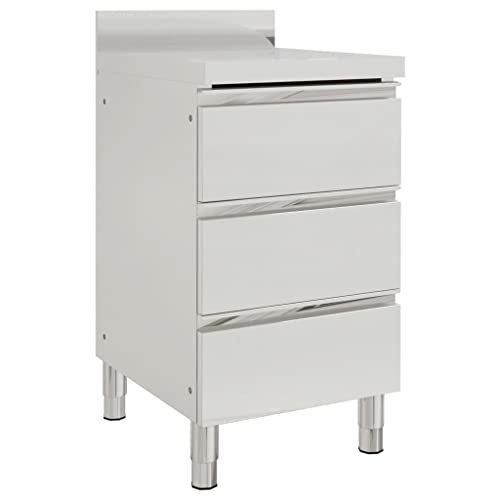 vidaXL Commercial Kitchen Cabinet with 3 Stainless Steel Drawers - Robust, Anti-Corrosive, Easy Clean Storage Solution for Restaurant, Hotel, Food Production, Home Use (148 characters)