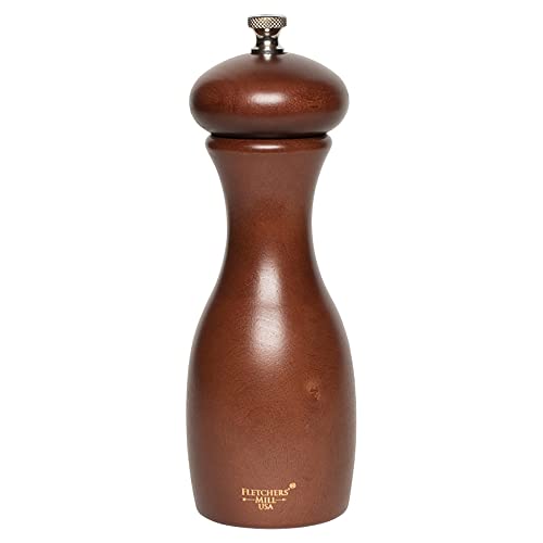 Fletchers' Mill Marsala Collection Salt Mill, Walnut - 7 Inch, Adjustable Coarseness Fine to Coarse, MADE IN U.S.A.