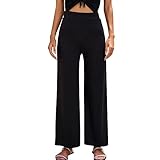 Genérico PantalóN Mujer Invierno Pantalones Casuales de Mujer Pantalones Anchos de Talle de Color sólido Pantalones Casuales Vestidos Mujer Talla Grande Largos (Black, XL)