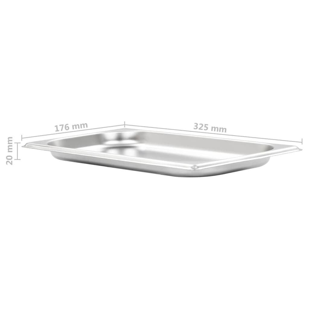 12 recipientes de acero inoxidable apilables GN 1/3 de 20 mm, para Bain-Marie, Chafingdish, Buffet, Catering, Cantina, Cocina de Restaurante, para mantener caliente y servir
