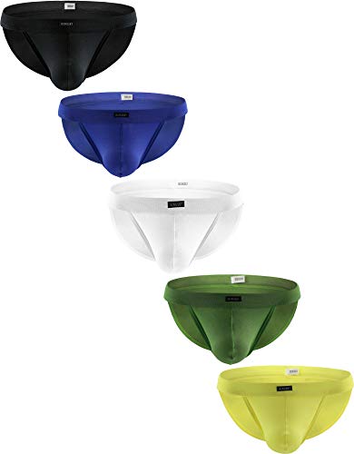 iKingsky Men's High-leg Opening Briefs Modal Pouch Bikini Underwear Sexy Low Rise Bulge Underpanties