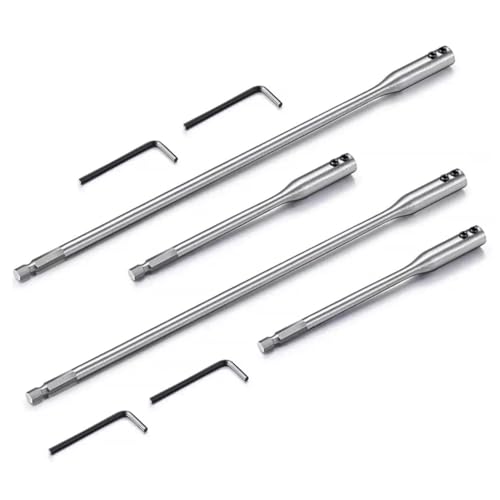 4pcs Drill Bit Extension Set 6 & 12 Long High-Carbon Steel Wood Spade Drill Bit Extender Extension Set for Wood Turners Furniture Carpentry and Construction with Allen Keys 1/4 Hex Shank