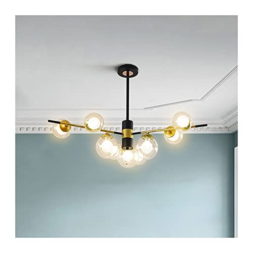 Lustre à 9 lumières noir style vintage du milieu du siècle pour salon