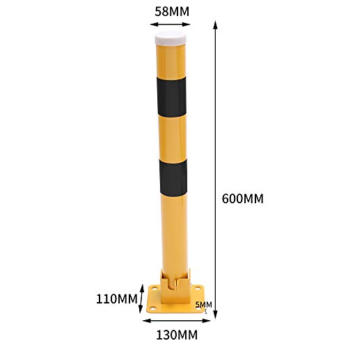 TOPWAY Parkplatzsperre Poller Parkpfosten für Autoparkplätze abschließbarer herunterklappbarer Parkplatz-Sperrpoller, Privater Parkplatz, gelbe und Schwarz, 60cm Höhe (Budget)