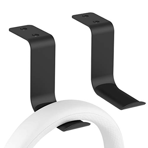 Geekria Headphone Hanger Aluminum Headset Holder, Gaming Headset Headphone Hook Holder, Headphone Stand Hanger Wall Mount Under Desk for All Headphones Size (2pcs Z Black)