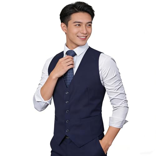 Image of Alizeal Mens Classic Solid Suit Vest Regular Fit Tuxedo Waistcoat | Classic for Wedding Business Daily Wear Wedding