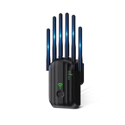 WiFi Extender Signal Booster with 6 Antennas, WiFi Repeater Up to 10000 Sq.ft, WiFi Extender with Ethernet Port, Compatible with More Devices, Internet Extender WiFi Booster for Home