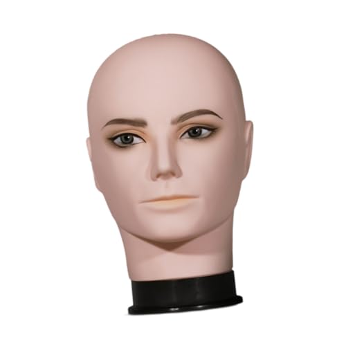 Sharplace Cabeza de Maniquí Calva Masculina, Estante de Exhibición de Sombreros, Cabeza de Muñeca de Maquillaje, Modelo de Cabeza de Entrenamiento, Cabeza de Ma