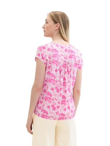 TOM TAILOR Damen Kurzarm-Bluse mit Muster , pink small floral design, 32 – Ansicht 3