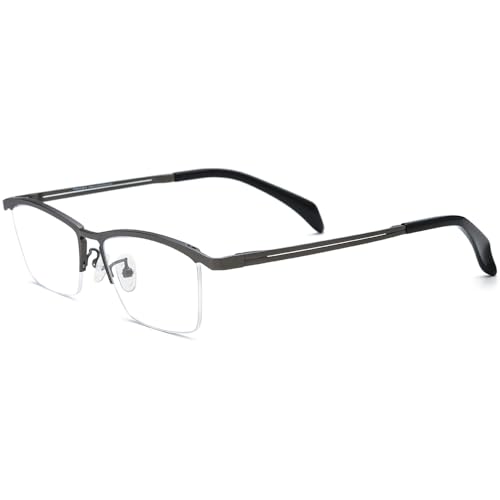 Image of FONEX Pure Titanium Glasses Frame Men Semi Rimless Square Eyeglasses Eyewear DTX416