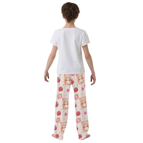 senya Bear Strawberry Star Long Pajama Pants Bottoms Soft Sleepwear with Pockets3