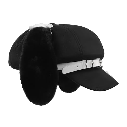 Greenery-GRE Womens Cute Puppy Ear Cap Furry Baseball Hat with Bowknot Kawaii Lolita Cosplay Beanies for Girls Teens3
