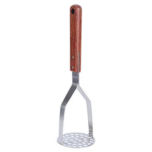Potato Masher, Stainless Steel Integrated Avocado Masher with rosewood handle, Perfect for Bean, Vegetable, Fruits, Baby Food