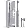 MySmile DY156 Electric Toothbrush for Adults, Rechargeable Sonic Battery Toothbrush Portable with 3 Brush Heads, 2 Mins 5 Modes Smart Timer, 45000VPM, One Charge for 60 Days Gray