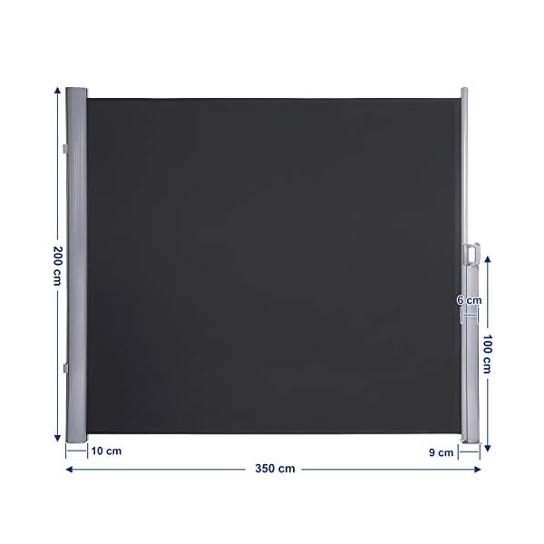 SONGMICS Seitenmarkise, ausziehbar, 200 x 350 cm, Sichtschutz, Sonnenschutz, Blickdicht, Seitenrollo, für Balkon… – Bild 4
