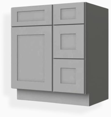 Combo Bathroom Vanity Cabinet with Drawers on The Right (36" W x 34.5" H x 21" D) and Over-The-Toilet Storage Cabinet (24" W x 30" H x 12" D) - Shaker Espresso