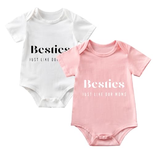 Besties Just Like Our Moms Baby Boy Girl Onesie Funny Unisex Infant Bodysuit Newborn Cute Romper Clothes 0-12 months (2-Pack)