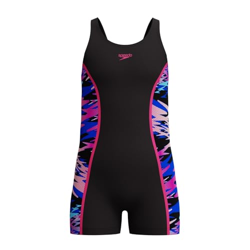 Speedo Hyperboom Splice Muscleback Schwimm Legsuit für Mädchen, Schwarz, 14