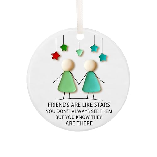 Christmas Decorations Indoor, Personalized Christmas Ornaments Friends Ornament Friend Gifts for Women Ceramic Ornaments Stocking Stuffer