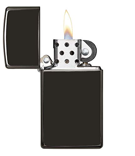 Encendedor Zippo Slim Negro Brillante miniatura 3