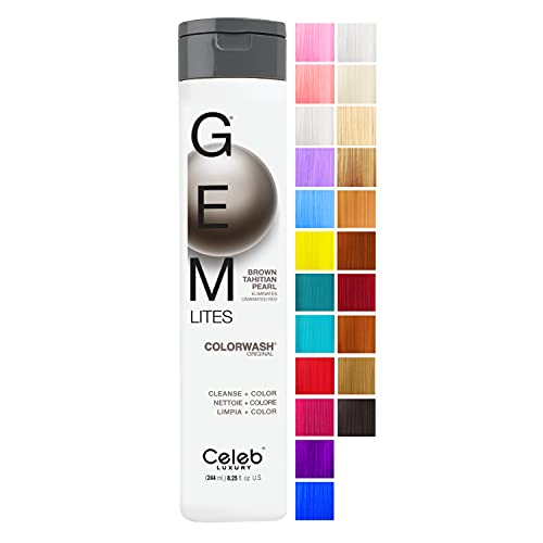 Celeb Luxury Gem Lites Semi Permanent Colourwash Shampoo Brown - Tahitian Pearl 244 ml