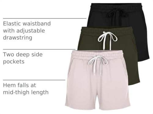 Image of 3 Pack Women's Lounge Shorts Athletic Running Workout Gym Hiking Pockets