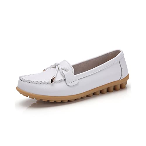 Image of Momuk Women's Penny Loafers Leather Driving Moccasins Slip On Boat Shoes Fashion Comfort Flats
