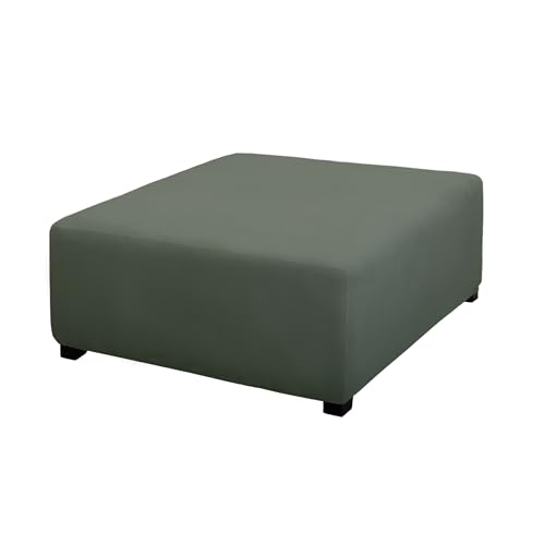 Image of PureFit Super Stretch Form Fit Square Ottoman Cover Rectangle - Ottoman Slipcovers for Foot Stool & Folding Storage Furniture for Living Room with Nonslip Elastic Bottom (Medium-XL, Grayish Green)