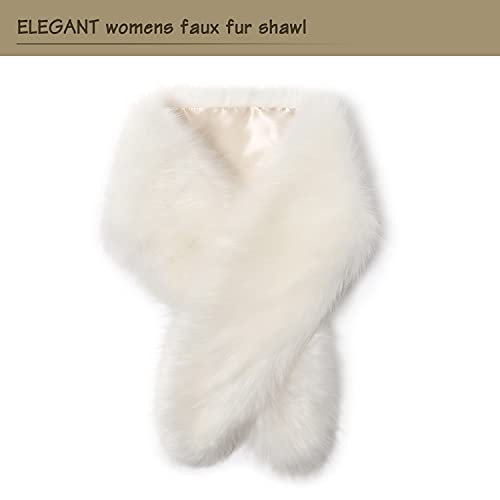 Dikoaina Women's Faux Fur Collar Scarf Wrap – Winter Warm Shawl Cape Elegant Neck Warmer for Ladies3