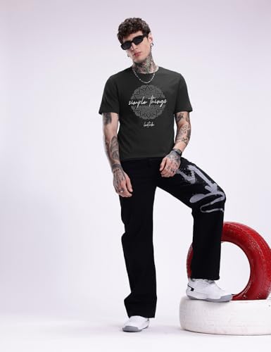 Image of LEOTUDE Men'S Regular Fit Printed T-Shirt | Cotton Blend | Half Sleeve |