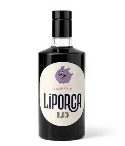 Liporca Black Licor Café Premium con Café Natural,Artesanal Gallego, Botella 70cl, 30% Vol.