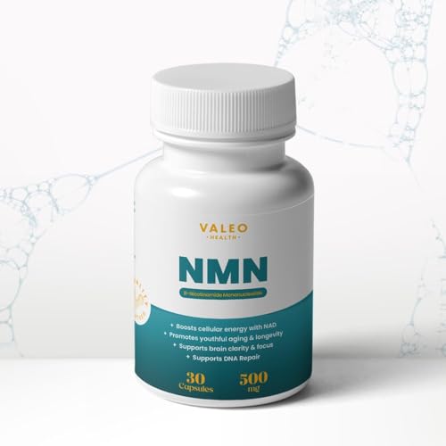 Valeo NMN Pure Beta Nicotinamide Mononucleotide Capsules - 500mg Powerful Anti-Aging Supplements 30 Capsules