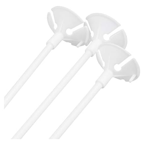 Toddmomy 50 pcs Balloon Sticks White Reusable Balloon Holder Balloon Rods with Cups for Party Cover