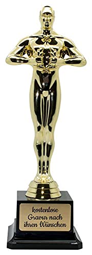 Deitert Siegerfigur inkl. Gravur mit Ihrem Wunschtext - Größe: 26 5 cm - das Geschenk für Männer und Frauen - personalisierte Trophäe im Filmpreis-Award Look