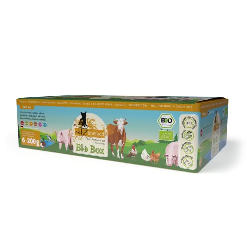 catz finefood Bio Katzenfutter nass MIX Paket - 6 x 200 g - Nassfutter für Katzen - N° 513, 511, 509, 507, 505 & 503 - ohne Getreide & zugesetzten Zucker (1,2 kg)