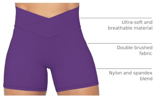 Image of Sunzel Crossover Biker Shorts for Women, No Front Seam V High Waist Yoga Workout Gym Shorts with Tummy Control | 4 Or 6-Inch Inseam, High Waisted, Tummy Control, Crossover Waist, Buttery Soft, No Front Seam, Squat Proof, Compression