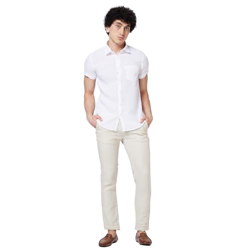 Image of Spykar Men's Regular Fit N /A Half Sleeve Solid Casual Shirts