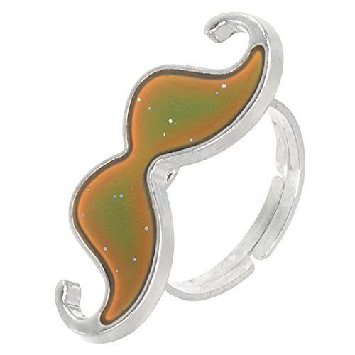 WESIEVYA Bague D'humeur Réglable Pour Femmes Et Filles, Bague D'émotion Thermochromique Motif Moustache, Alliage Zinc Léger, Ouverture Ajustable, Présent Fête