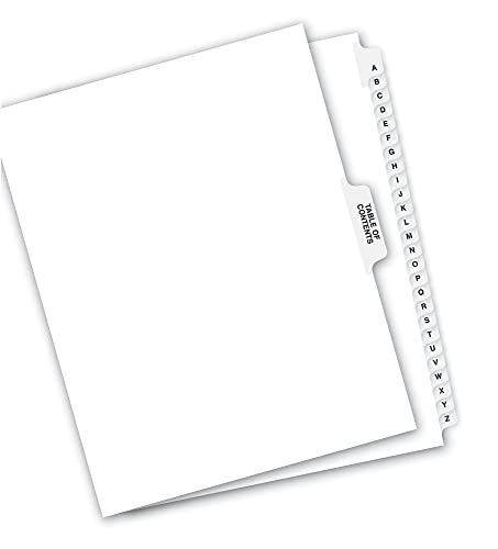 Intercalaires pré-imprimés A-Z Avery format lettre table des matières