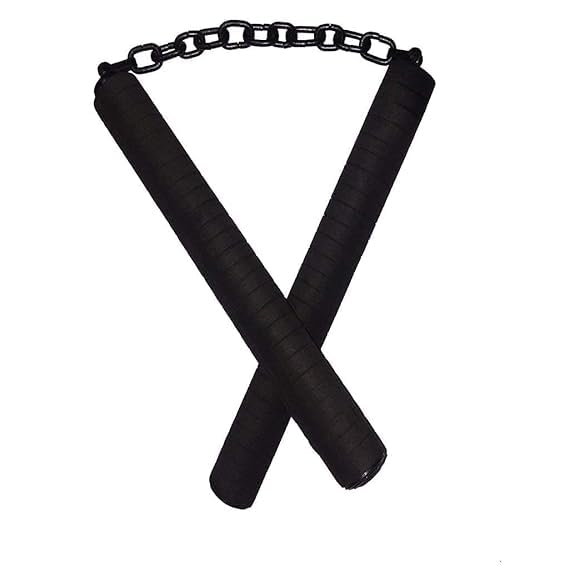 Khel Adda® Foam Nunchaku, Black Colour Foam Wooden Handle 10" with 9" Black Metal Chain,Pack of 1,(Martial Art & Equipment nanchaku) (B0D31YWK8P) Amazon Price History, Amazon Price Tracker