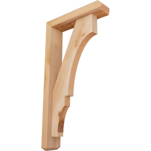 3 1/2"W x 14"D x 26"H Balboa Craftsman Smooth Bracket w/Offset Brace, Western Red Cedar