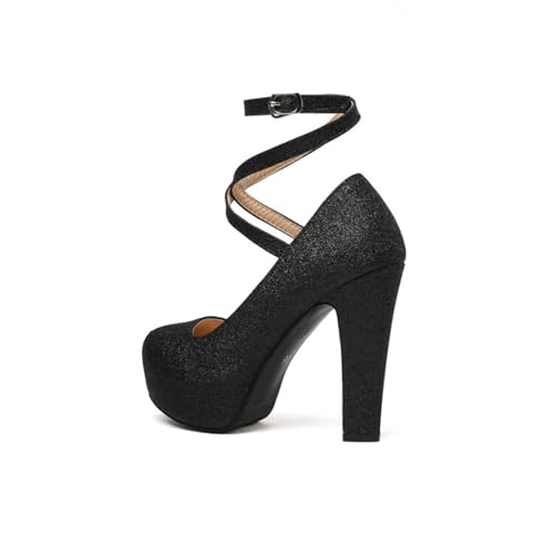 Viuluti Fine Workmanship 2030 Glitter Women's Dress Pumps Sexy High Heels Ankle Strap Platform Mary Jane Pumps4