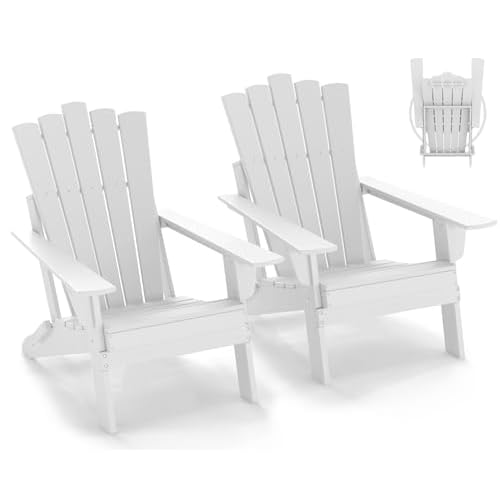 GREENVINES Folding-Adirondack-Chairs-Set-of-2 | HDPE Plastic | Throne Series | Fire Pit Chair | All Weather | for Outdoor Patio Deck Backyard Poolside