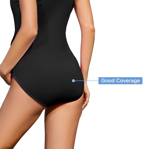 Zando Black Maternity Swimsuit One Piece Bathing Suit for Women Pregnancy Swim Suit High Elastic Women's Maternity Swimwear for Pregnancy Women with Adjustable Straps Medium - Image 4