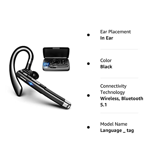 Xvv Bluetooth Earpiece For Cell Phones Bluetooth V5.1 Headset With Charging Case Hands-Free Single Ear Headset With Cvc8.0 Noise Canceling Mic For Office/Driving Compatible With Android/Iphone/Laptop #TOP7